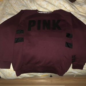 PINK Maroon Crew Neck